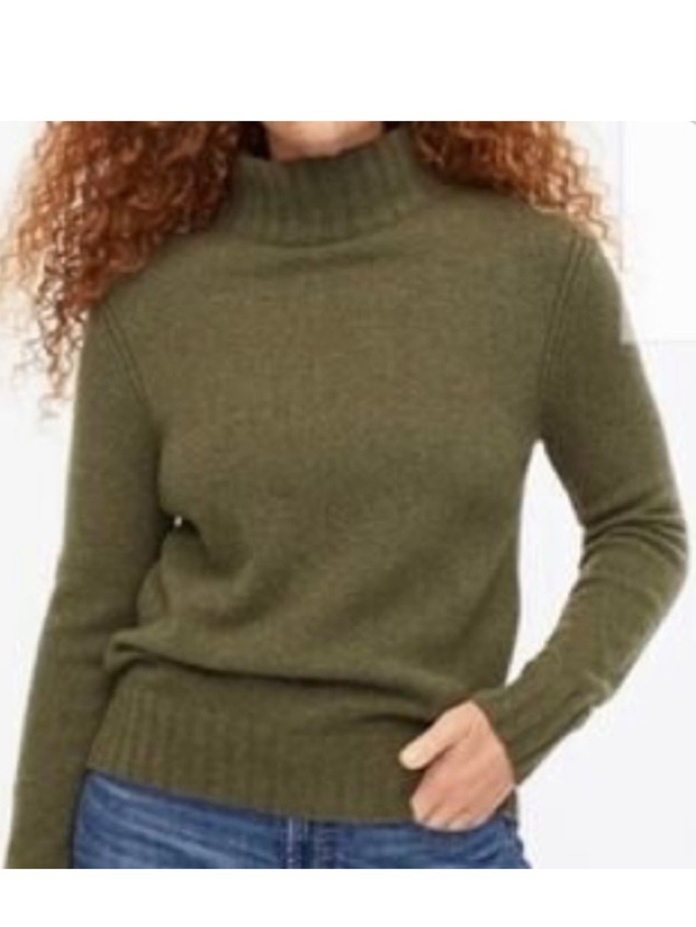 J. Crew Mock Turtleneck Pullover Alpaca Merino Wool Olive Green Size Small